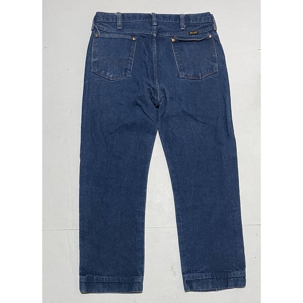 Vintage Wrangler 13MWZ Cowboy Cut Jeans Mens 35 X 27 Made USA Blue Denim Altered